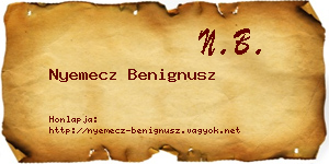 Nyemecz Benignusz névjegykártya
